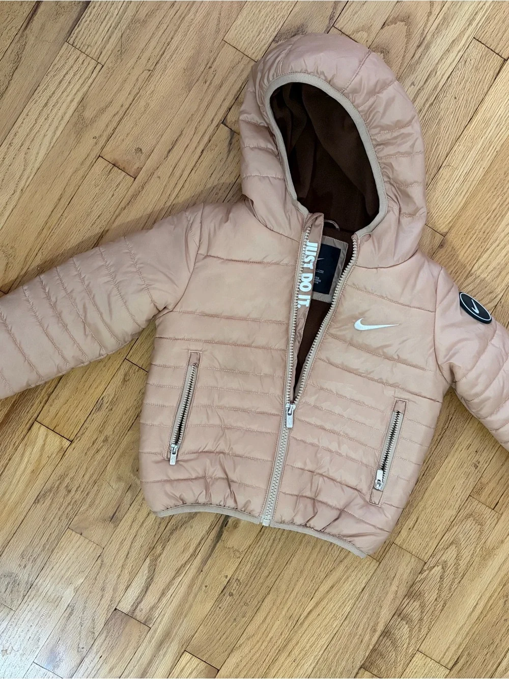 Nike Kids' Pink Hooded Puffer Jacket